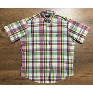 Ralph Lauren Golf Button Down Shirt Mens L Plaid Short Sleeve Multicolor, Tildon